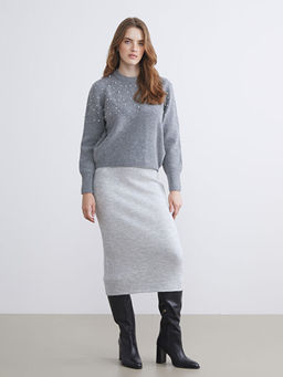 Bisiklet Yaka Ta?l? Kad?n Triko Kazak