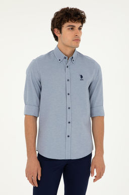 Мужская темно-синяя базовая рубашка с длинным рукавом Неожиданная скидка в корзине