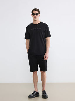 Bisiklet Yaka Bask?l? Penye Erkek Ti??rt