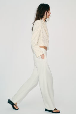 BLAZER CORTA DESFLECADA ABALORIOS / Crudo - Zara фото 3