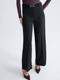 Beli Kemerli Geni? Pa?a Kad?n Pantolon