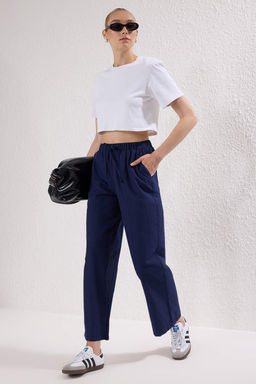 Trendyolmilla Lacivert Mat Dokulu Beli Lastikli Pantolon TWOSS25PL00120 фото 2