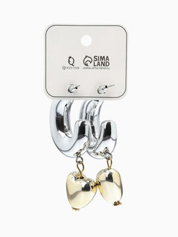 Серьги "Новый стиль", сердечки, цвет серебристо-золотистый d3см