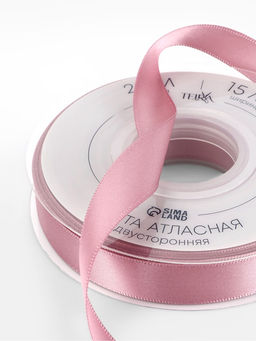 Лента атласная TEIRA, двухсторонняя, 15 мм, 25±1 м, розовая №165