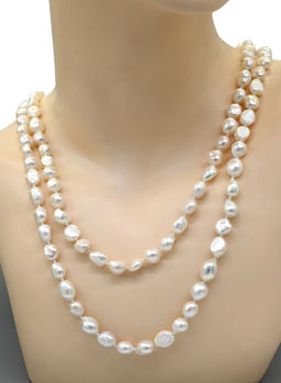 Бусы длинные из жемчуга барокко 8*10мм цвет белый, 110см