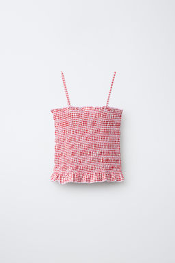 TOP NIDO DE ABEJA GOMAS CUADRO VICHY / Rojo - Zara фото 2