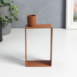 Металлический подсвечник на 1 свечу «Строгие линии», d=2 см, розовый, 13.5×4×7.2 см