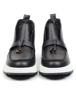 01-5281-1BLACK Ботинки демисезонные женские (натуральная кожа, байка)