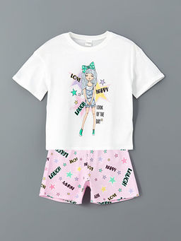 Bisiklet Yaka K?z ?ocuk ?ortlu Pijama Tak?m?