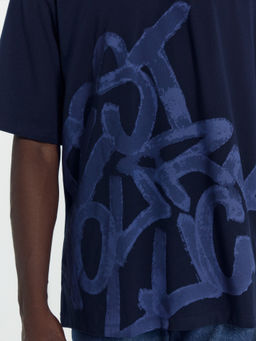 Футболка Mark Formelle мужская из хлопка с эластаном синяя с принтом  фото 5