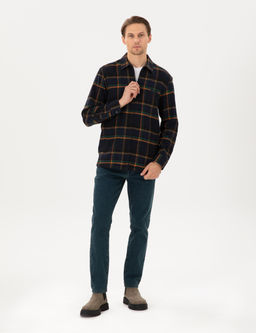 Lacivert Oversize Uzun Kollu Oduncu G_mlek