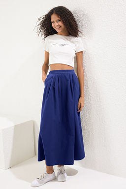TRENDYOLMILLA Lacivert Pile Detayl? Maxi Boy Dokuma Etek TWOSS25ET00158  фото 6