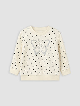 Puantiyeli K?z ?ocuk Kal?n Sweatshirt