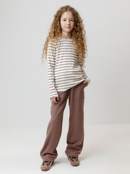 КР 302820/сахар,капучино,полоска к633 лонгслив (футболка дл.рукав) для дев - Crockid фото 3