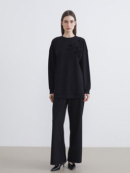 Bisiklet Yaka Nak??l? Kad?n Sweatshirt Tunik