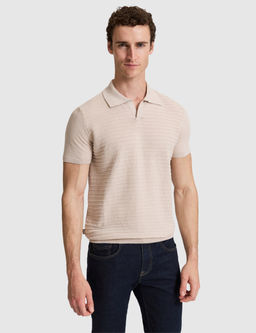 Bej Slim Fit Keten Kar__ml_ Apa_ Yaka Triko Ti__rt