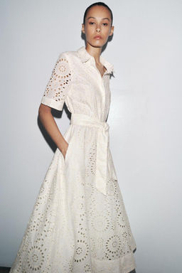 ZW COLLECTION EMBROIDERED SHIRT DRESS - Zara фото 4