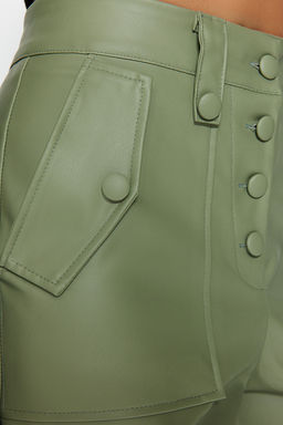 TRENDYOLMILLA Limited Edition Siyah Havuc Dokuma Onden Dugmeli Suni Deri Pantolon TWOAW22PL0083 фото 5