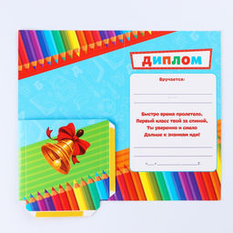 Цена за 5 шт. Диплом с местом под шоколад на Выпускной «Выпускник 1-го класса», 10.6×18.5 см