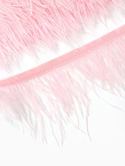 Перья декоративные на ленте, розовые, 10 м ± 0.5 м, шир 8-10 см