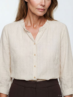 ?izgili Keten Kar???ml? Kad?n G?mlek