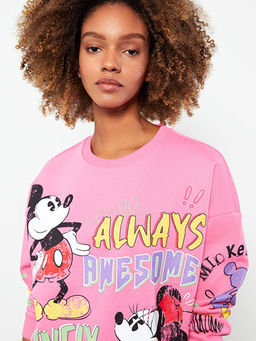 Bisiklet Yaka Mickey ve Arkada?lar? Bask?l? Uzun Kollu Kad?n Sweatshirt - Waikiki фото 3