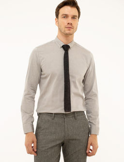 Светло-коричневая приталенная рубашка с длинным рукавом - Cacharel фото 7