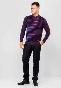 Джемпер мужской GREG G121-12-полосы (т.фиол./бордо)  фото 4