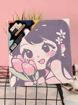Картина по номерам на подрамнике Draw Me! Girl with flowers, (20*20 см)