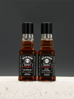 Подарочный набор «№1», гель для душа виски, шампунь для волос, мочалка для тела