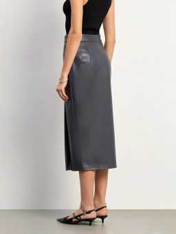 EMKA // Юбка миди из экокожи  фото 4