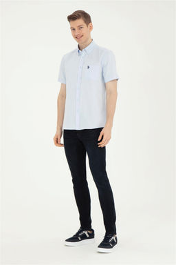 Мужская голубая рубашка с коротким рукавом Неожиданная скидка в корзине - U.s. polo assn фото 4