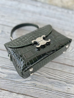 Маленькая женская лаковая сумка под крокодила HW-8623 Грин - Sergio valentini фото 4