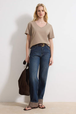 Vizon %100 Pamuk Basic V Yaka Orme T-Shirt TWOSS23TS00001