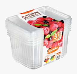 ХОЗЯЮШКА МИЛА контейнеры д/заморозки ягод, овощей, фруктов 1,5л (5шт)