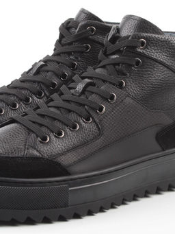 05-B203B-1M-A BLACK Ботинки зимние мужские (натуральная кожа, натуральный мех)