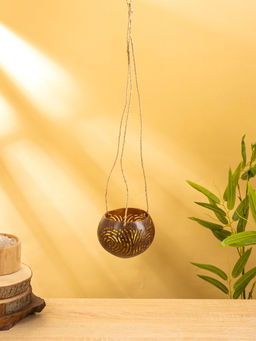 Подсвечник подвесной из кокоса, 9-12 см, коричневый