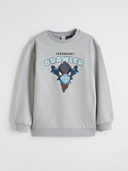 Bisiklet Yaka Brawl Stars Bask?l? Erkek ?ocuk Sweatshirt
