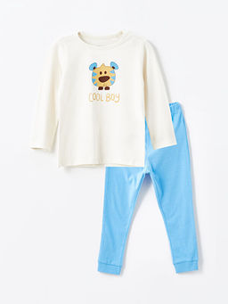 Bisiklet Yaka Uzun Kollu Bask?l? Erkek Bebek Pijama Tak?m?