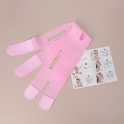 Маска для коррекции овала лица, на липучке, 60.5?10 см, в коробке, розовая