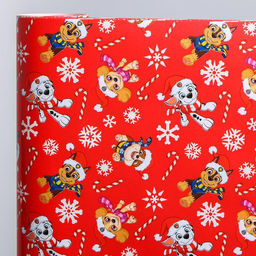 Цена за 10 шт. Бумага упаковочная глянцевая С Новым Годом! Щенячий патруль ,70 х100 см - Paw patrol фото 3