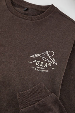 Tas Oversize/Genis Kesim Bask? ve Nak?sl? Ici Polarl? Sweatshirt TMNAW25SW00153 - Trendyolmilla фото 7