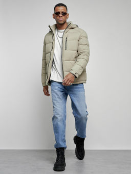 Куртка спортивная мужская зимняя с капюшоном светло-зеленого цвета 8362ZS - Wonderrman фото 18