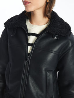 Ceket Yaka Kad?n Deri G?r?n?ml? Mont - Waikiki фото 3