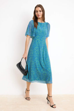 Fusya Animal Desenli A Kesim Melek Kol Astarl? Sifon Ucus Ucus Dokuma Midi Elbise TWOSS23EL01372 - Trendyolmilla фото 30