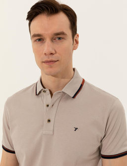 Bej Polo Yaka Slim Fit T-Shirt