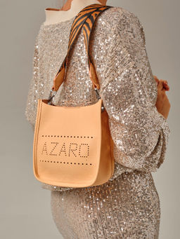 Сумка кожаная на плечо Azaro 30996 персик