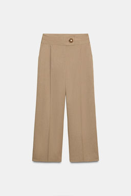 GOLD BUTTON WIDE-LEG TROUSERS - Zara фото 7