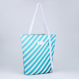 Сумка-шопер пляжная Nazamok, в полосочку, 39×32 см, голубая