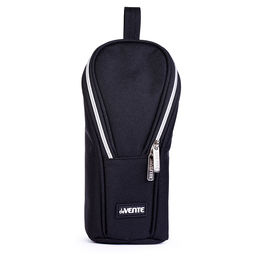 Пенал "deVENTE. Private" 21x9x6 см, прямоугольный вертикальный для 60 предметов, текстильный, на молнии, с каучуковой аппликацией, петлей, черный